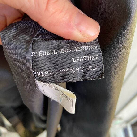 VTG 80s Pelle Black Leather Trench Coat Oversized Boxy Blazer Jacket M - Picture 7 of 9